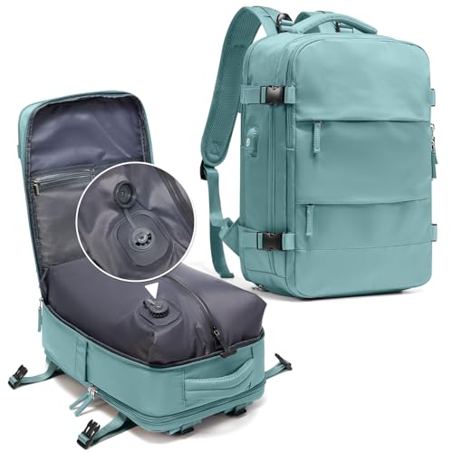 coowoz Vacuum Backpack Travel with Pump,Travel Backpack with Vacuum System For Women Men,Carry On Backpack,Hiking Backpack Waterproof Outdoor Sports Rucksack Casual Daypack,25L(Built-in Pump),Blue - color: A1-blue, size: Small