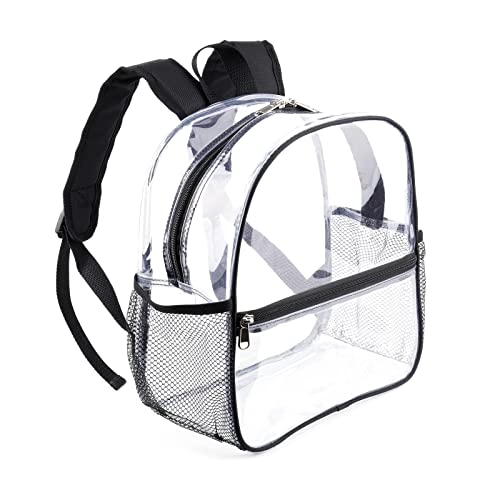 Fomaris Clear Backpack Stadium Approved 12x6x12 - Clear Bag with Reinforced Straps, Durable PVC for Stadium Events, Sports, Festivals, Concerts, Games, Women & Men - color: Black-1pc