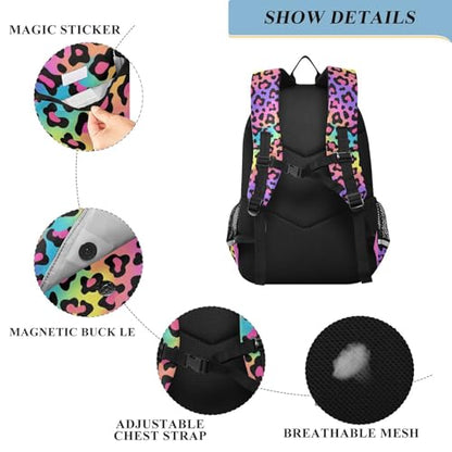 ALAZA Rainbow Leopard Print Neon Cheetah Laptop Backpack Purse for Women Men Travel Bag Casual Daypack with Compartment & Multiple Pockets - color: Leopard
