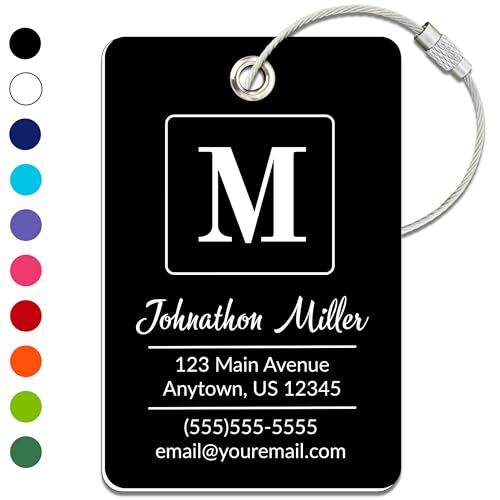 Personalized Luggage Tag | Custom Luggage Tags for Suitcases | Kids Backpack Tag | 10 Color Options & Choose Font, Font Color - color: Black, size: 1 pack - Large