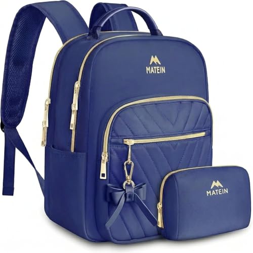 MATEIN Small Backpack Purse for Women, Cute Lightweight Mini Daypack, Fashion Waterproof Casual Daily Shoulder Bag, College School Bookbag for Ladies Teen Girls, 2pcs Sets, Blue - color: Blue, size: Small-12.9 inch