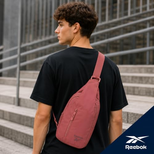 Reebok Unisex Crossbody Bag - Convertible Compact Durable Cross Body Bag for Women and Men - Gym and Travel Essentials, Size One Size, Berry Rose - color: Berry Rose