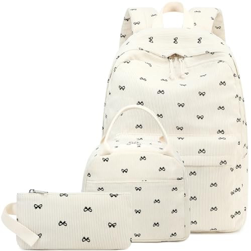 LEDAOU Backpack for Girls School Bag Kids Bookbag Teen Backpack Set Daypack with Lunch Bag and Pencil Case | Kids - color: Black Bowtie -2