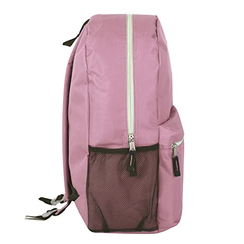 Large School Backpacks with Mesh Side Pockets – Classic 19 Inch Solid Color Backpacks for Kids, Men, Women, Travel (Pink & Blush) - color: Pink & Blush