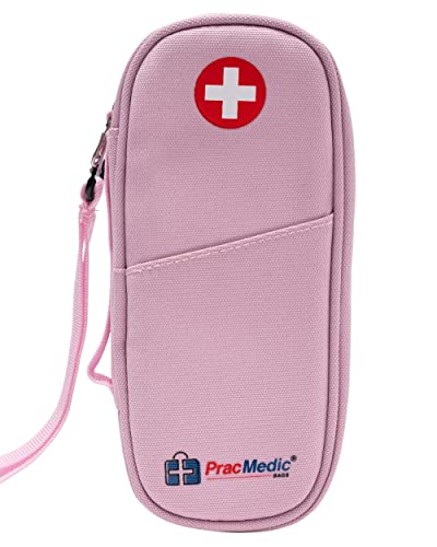 PracMedic Bags Epi Pens Carrying Case- Insulated Epipen Carry Case (Pink) | Holds 2 Epi Pens, Auvi-Q or Neffy, Inhaler & Antihistamine. Medical Case for Allergy, Asthma & Diabetes Medicines. - color: Quartz Pink