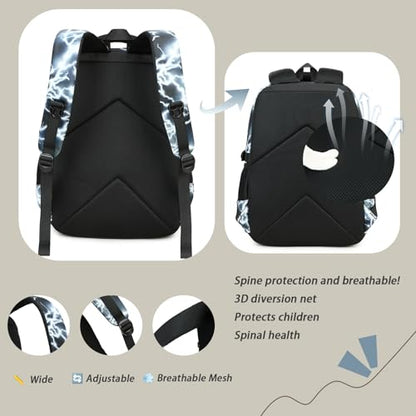 Boys Backpack for Kids Elementary School Bags Lightning Teens Durable Bookbag (black) - style: Black