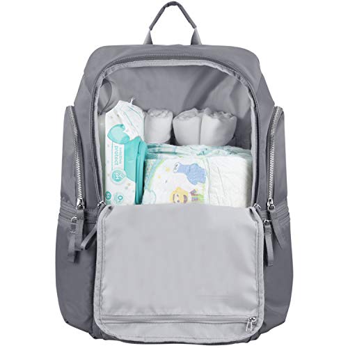 BODHI Baby Waterproof Multi-Function Travel Essentials Baby Tote Diaper Bag Backpack Changing Pad, Stroller Straps for Parents, Unisex, Ash Gray - color: Ash Gray