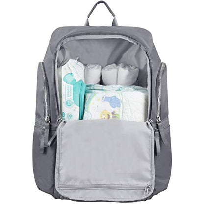 BODHI Baby Waterproof Multi-Function Travel Essentials Baby Tote Diaper Bag Backpack Changing Pad, Stroller Straps for Parents, Unisex, Ash Gray - color: Ash Gray