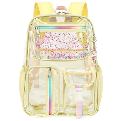 Clear Backpack for Girls Women, School Bookbag Heavy Duty See Through Backpacks (Light Yellow) - color: Pale Yellow