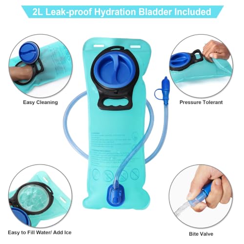 MIYCOO Hydration Backpack - Lightweight Hiking Water Backpack with 2L Water Bladder, Running Hydration Vest Backpack for Men Women, Hydration Pack for Hiking, Cycling, Climbing - color: Blue