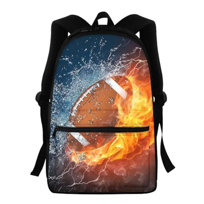 AFPANQZ Men's Backpacks Basketball Fire Print Big Capacity Schoolbags with Front Pocket Bookbag Waterproof Rucksack Multi-function Pockets School Bags for Elementary School - color: Baseball Fire