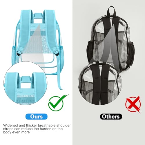HEEYA Clear Backpack Heavy Duty Transparent Backpack for Security, Sports, Work, Travel, Stadium - color: Blue