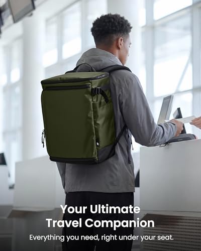 tomtoc 23L-28L Expandable Travel Backpack, Underseat Flight Approved Personal Item for Ryanair Southwest Frontier JetBlue, Lightweight Carry-on Luggage, Water-resistant Business Rucksack Weekender Bag - color: Green