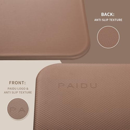 PAIDU Foldable Yoga Mat - 10mm Extra Thick, 75"26" Non-Slip Exercise Fitness Mat | SGS Eco-Certified, Portable for Yoga/Pilates/Studio/Home Workout - color: Brown