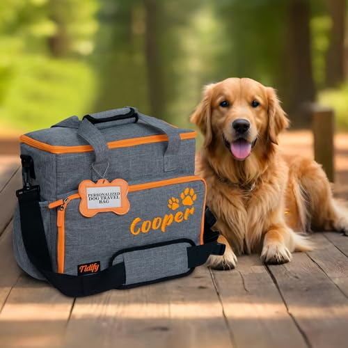 Customized Dog Travel Bag - You Name It and We Make It, Your Own Personalized Pet Travel Bag, Make It Special for You and Your Pet. (Light Grey) - color: Personalized Grey Dog Bag