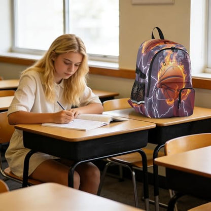 Bolaz Basketball Light Travel Backpack 14 Inch Laptop Computer Bag Sturdy School Bag College Bookbag