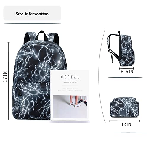 mezhsa Boy School Backpack Elementary Middle Lightning Bookbag Laptop Teenager Waterproof Lightweight Black - color: 2-black