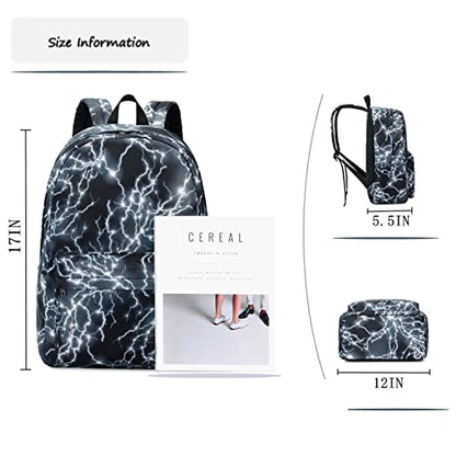 mezhsa Boy School Backpack Elementary Middle Lightning Bookbag Laptop Teenager Waterproof Lightweight Black - color: 2-black