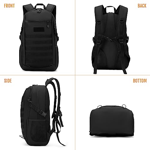 HUNTVP 10L/20L/30L Tactical Backpack Military MOLLE Backpack Rucksack Gear Tactical Assault Pack for Hunting Camping Trekking (30L-Black) - color: Black, size: 30L