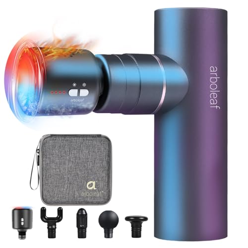 arboleaf Thermacool Massage Gun Deep Tissue with Heat and Cold Head, Full-Metal Electric Portable Hand Held Massager Gun for Back, Body Sore Muscles, Pain Relief - color: Slategray