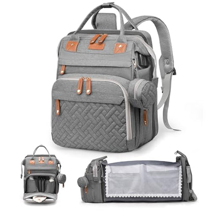 Diaper Bag Backpack with Changing Station, Waterproof for Travel, Gray - color: Grey