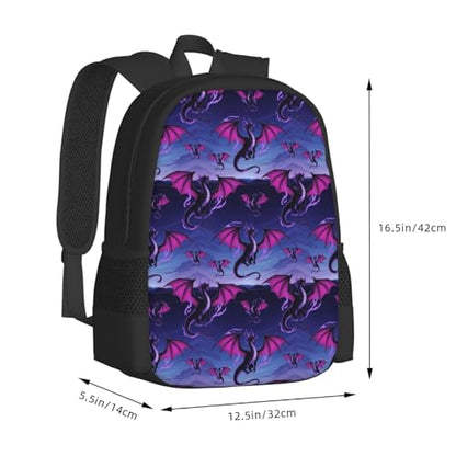 Ergonomic Padded Backpack Dragon Cartoon, Anti Theft Spacious Travel Daypack Sturdy Polyester Bag for Commute Gym Outdoor Leisure Use - color: Design (905)