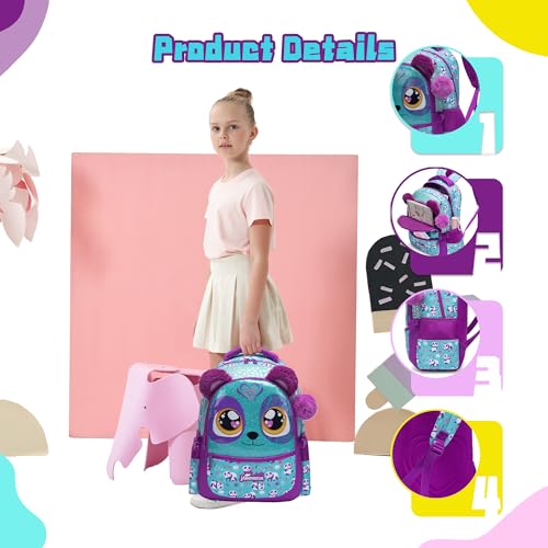 3 in 1 Backpack Set for Girls - Ages 8-10 with Lunch Box & Pencil Case - color: Purple 01