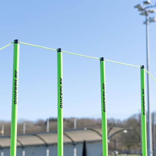 QUICKPLAY Soccer Crowd Barrier Set - 6 Poles with 197ft Rope, Portable Crowd Control Barriers for Soccer Fields, Temporary Spectator Barrier with Carry Bag