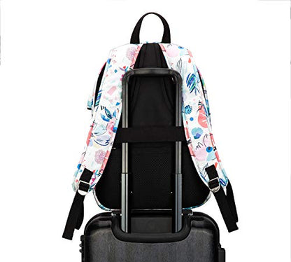 Kinmac Water Resistant Laptop Travel Outdoor Backpack with USB Charging Port for 13 inch 14 inch and 15.6 inch Laptop (Flowers) - color: Flowers