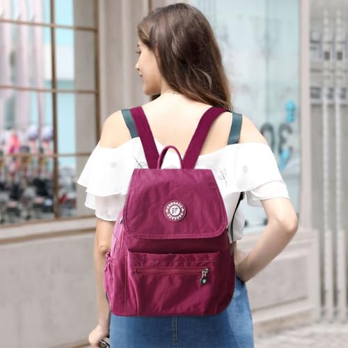 Fadsace Women's Casual Backpack, Lightweight Nylon Daypack, Travel Mini Shoulder Bag (Roseo) - color: Roseo