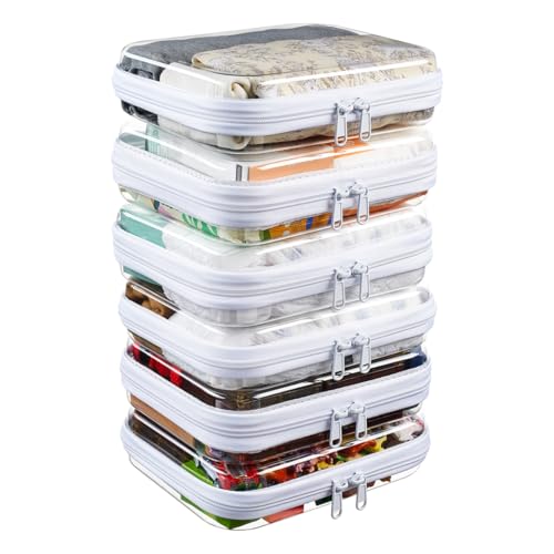 6-Pack Medium Clear Hard Shell Zipper Pouches, Clear Zipper Bags, Hard Case Pouches for Purse & Diaper Bag Organizer, and Travel Essentials (6M) - size: 6M