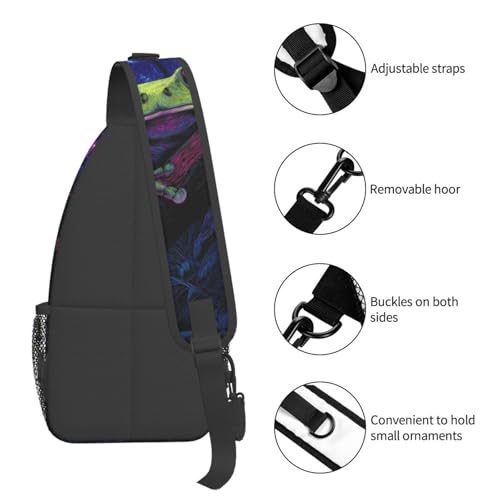 Sling Backpack Unisex Crossbody Chest Bag Shoulder Chest Bag For Women Men Hiking Travel - color: Frog Night Sky