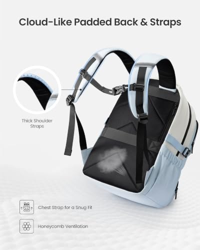 LOVEVOOK School Backpack for Teen Girl, Cute Bookbag with Large Bottle Holder, Lightweight Elementary Middle High School Student Backpack Fits 15.6 Inch Laptop, Back to Schools Kid Gift, Blue-Cream - color: Light Blue - Cream, size: 15.6 Inch