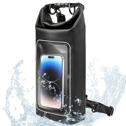 Waterproof Dry Bag, 2L Roll Top Waterproof Pool Bag IPX8 with Crossbody Strap, Phone Pouch Water Protector for Cruise Camp Swim Beach Fish Travel Essentials, Boat & Kayak Accessories (Black) - color: Black dry bag 2L