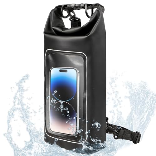 Waterproof Dry Bag, 2L Roll Top Waterproof Pool Bag IPX8 with Crossbody Strap, Phone Pouch Water Protector for Cruise Camp Swim Beach Fish Travel Essentials, Boat & Kayak Accessories (Black) - color: Black dry bag 2L
