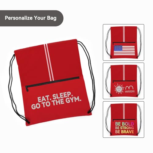 Drawstring Backpack Large Sports Draw String Bag for Women and Men (Red) - color: Two Tone Red