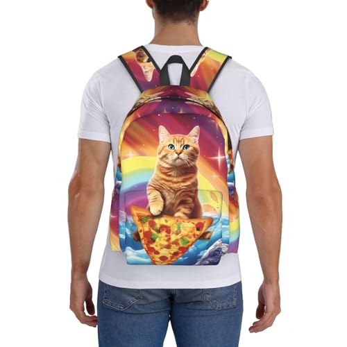 cfpolar 17 Inch Backpack Funny Pizza Cat Rainbow Laptop Bag Shoulder Bag School Bookbag Casual Daypack For Boys Girls - color: A2-funny Pizza Cat