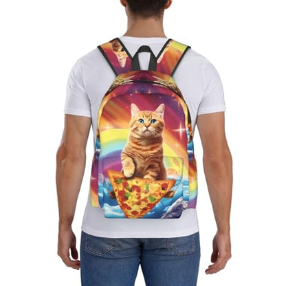 cfpolar 17 Inch Backpack Funny Pizza Cat Rainbow Laptop Bag Shoulder Bag School Bookbag Casual Daypack For Boys Girls - color: A2-funny Pizza Cat