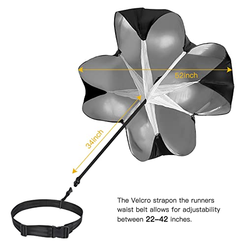 KUYOU Running Speed Training Speed Chute Resistance Parachute for Speed and Acceleration Training Fitness Explosive Power Training 56-Inch - style: 2 Resistance Parachutes + 1 Adjustable Belt