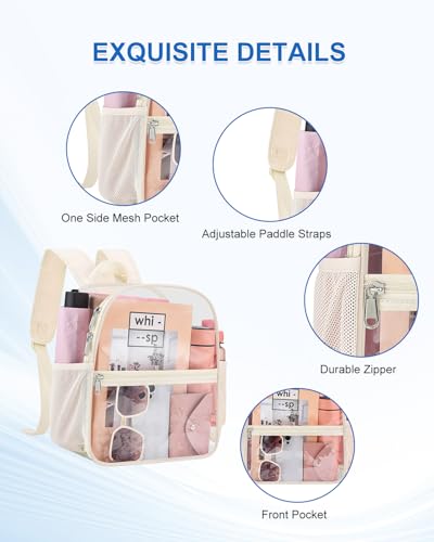 Clear Backpack for Stadium Events, 12x12x6 Small Clear Plastic bag with Reinforced Straps for Game Security Festival Concert - color: Creamy