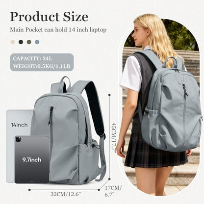 weradar School Backpack For Women Men,Waterproof College Backpack,High School Bookbag,Lightweight Casual Daypack Travel Backpack,Carry On Bag for Office/Teacher/Work(Grayish Blue) - color: A4-blue