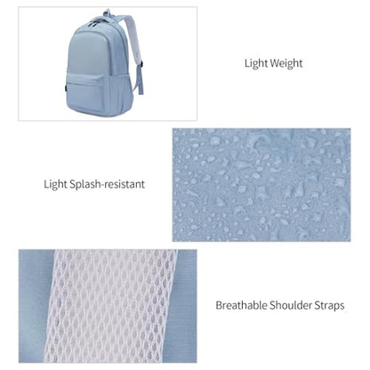 GAEKEAO Everyday Backpack for Women Men, Lightweight Casual Bookbag Travel Backpack for Work College Commute Blue - color: C03 Light Blue