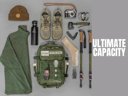 WOLFpak 35L Athletic Gym Backpack - Durable 1000D Waterproof Oxford Material with MOLLE Webbing, Laptop Pocket & Dual Cup Holders, Durable Fitness/Travel/Military Daypack (Khaki) - color: Khaki