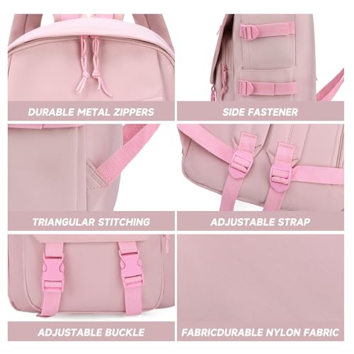 GAEKEAO Classical Basic Travel Backpack for Women and Men Lightweight Travel Workout Sports Backpack Casual Daypack, Pink - color: A04 Pink