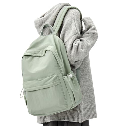 Simple School Backpack For Women Men Aesthetic Medium Backpack Lightweight Casual Daypack College Backpacks Cute Bookbag for Teens Girls Boys Basic Bagpack（Green） - color: Green