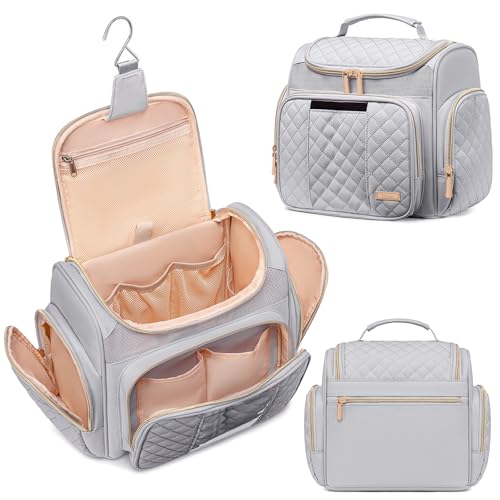 Tealari Large Toiletry Bag for Women Men,Bathroom Bag,Water Resistant Shower Bag,Makeup Bag,Portable Shower Caddy for College Dorm,Hanging Travel Toiletry Bag with Transparent Waterproof Phone Pocket - color: Light Gray-1