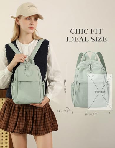 Mini Backpack for Women Nylon Small Backpack Purse Crossbody Sling Bag Convertible Backpack Casual Shopping Daypack (Light Green) - color: Light Green