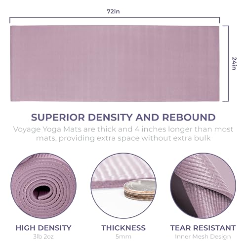 Voyage Yoga Mat, 6 Pack, 72" x 24" Professional Studio and Gym Bulk Yoga Mats, 5mm Thick, Durable, Anti-Tear, Non Slip Fitness and Exercise Mats - color: Calm Studio Multi