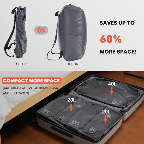 Travel Vacuum Bags backpack IPX8 Waterproof Reusable Compression Bags for Travel, Backpack & Suitcases,Home Storage, Seal Packing Cubes for Clothing (20L) - size: 20L
