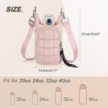 Water Bottle Carrier Bag, Convenient and Durable, Crossbody Water Bottle Holder for Hiking, Cycling - color: Pink